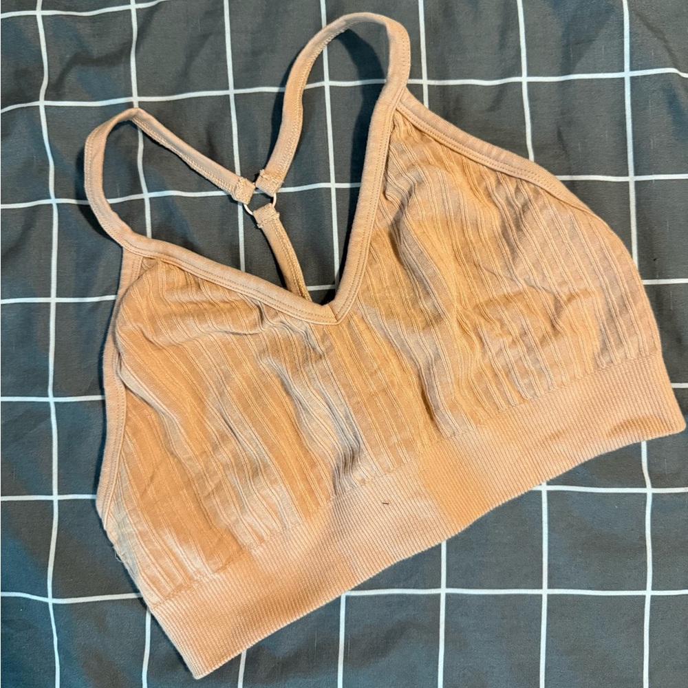 Sweaty Betty Ribbed peach Bralette